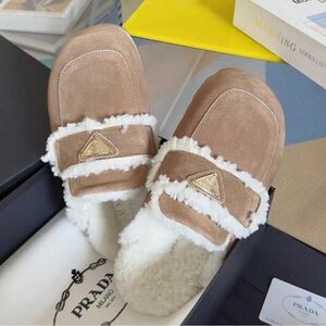 Prada Tan and Cream Platform Shoes